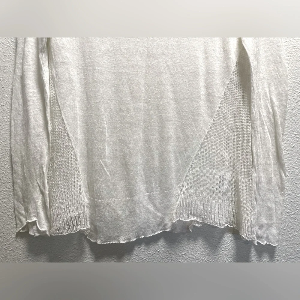 Eileen Fisher Hemp Blend Knit Sheer Long Sleeve Blouse Italian Yarn White Small - Picture 4 of 8